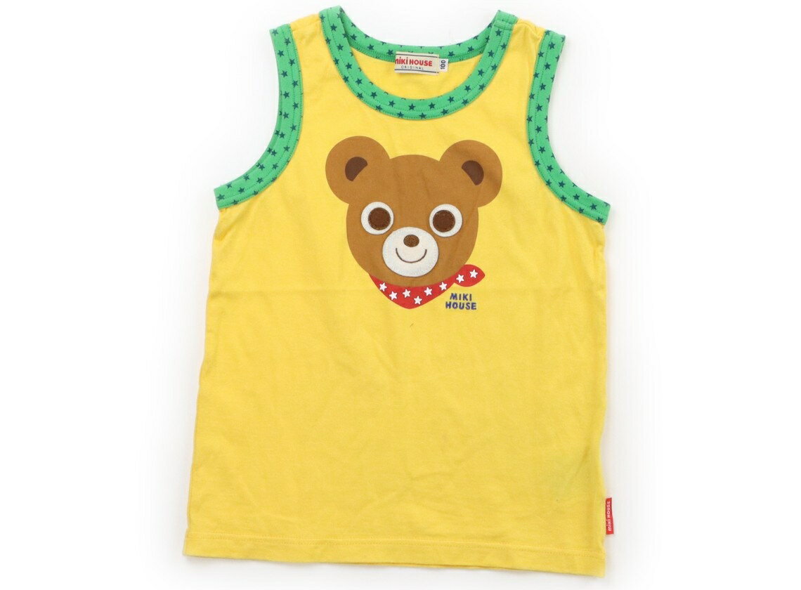 Miki House Tank Top/Camisole, Size 100, Boys, Yellow with Bear Pattern, Children's Clothing, Baby Clothes, Kids, Outlet, Used [Pre-owned] Kids, Baby, Maternity
