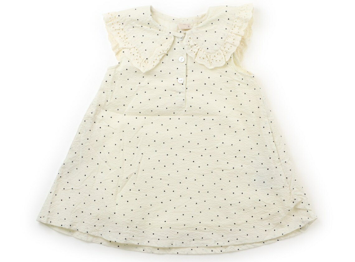 Dresses - プティマイン petit main ワンピース 90 女の子 ドット柄オフホワイトブラック 子供服 ベビー服 キッズ アウトレット ユーズド 【中古】キッズ・ベビー・マタニティ