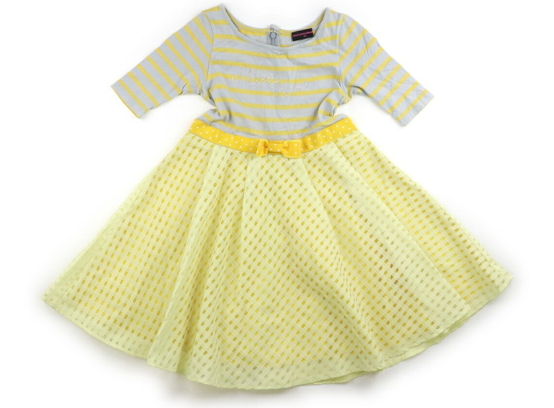 メゾピアノ mezzo piano ワンピース 130 女の子 ボーダー　グレー　黄 子供服 ベビー服 キッズ アウトレット ユーズド 【中古】キッズ・ベビー・マタニティ