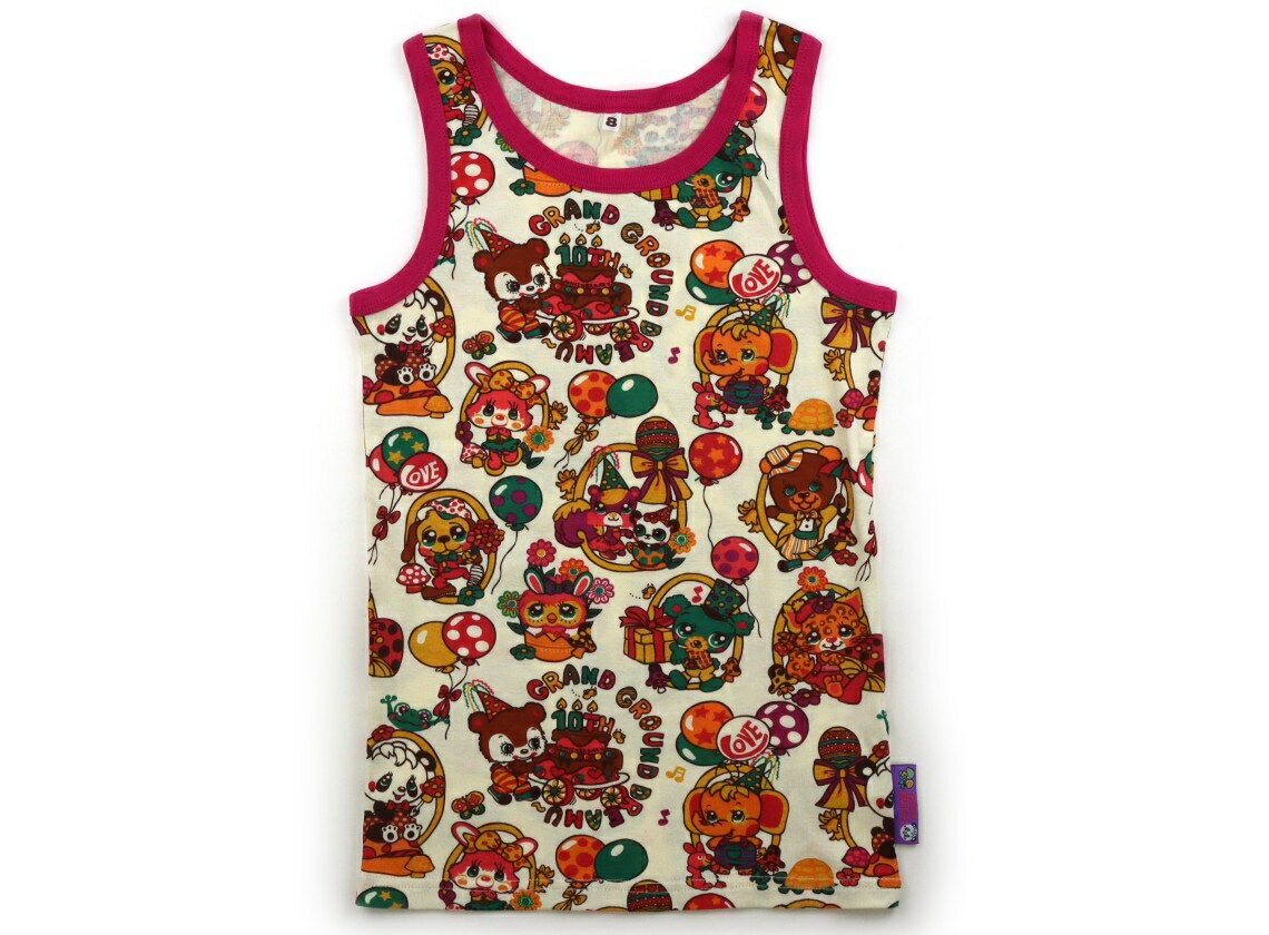 Grand Ground Tank Top/Camisole, Size 140, Girls', Off-White/Magenta Pink/Orange Colorful Character Design, Children's Clothing, Baby Clothing, Kids, Outlet, Used [Pre-owned] Kids, Baby, Maternity
