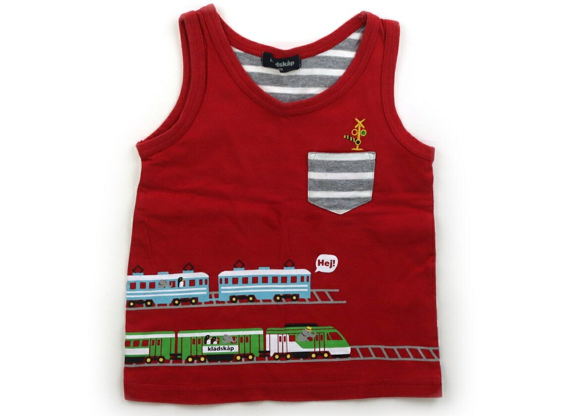Kladskap Tank Top/Camisole, Size 100, Girls, Red/Gray Stripe, Children's Clothing, Baby Clothes, Kids, Outlet, Used [Pre-owned] Kids, Baby, Maternity