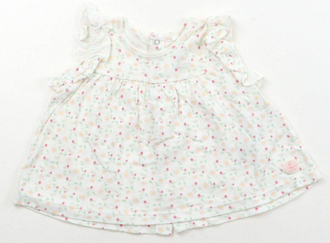 　ブランド 　PETIT BATEAU(プチバトー) 　カテゴリー 　チュニック 　サイズ 　70サイズ 　色 　白・花柄 　状態 　★★（返品不可） 　記名 　なし 　ジャンル 　Girl 実際のサイズ表記は74cm。後ろボタンはスナップです。カットソー生地。毛羽立ち、色褪せによる白っぽさが見受けられます。まだお使いいただけそうです。 ＊【状態】【サイズ】に関しての詳しい説明はこちら