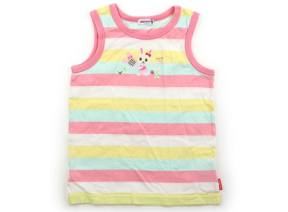 Miki House tank top/camisole, size 120, girls', pastel pink/yellow/mint green striped, children's clothing, baby clothes, kids' clothing, outlet, used, [second-hand] kids, baby, maternity
