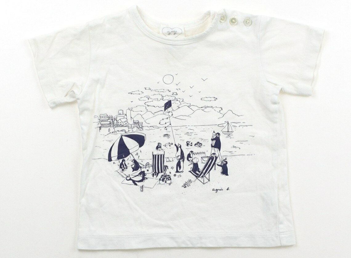 アニエスベー agnes.b Tシャツ・カットソー 80 男の子 白・ペンギン 子供服 ベビー服 キッズ アウトレット ユーズド 【中古】キッズ・ベビー・マタニティ
