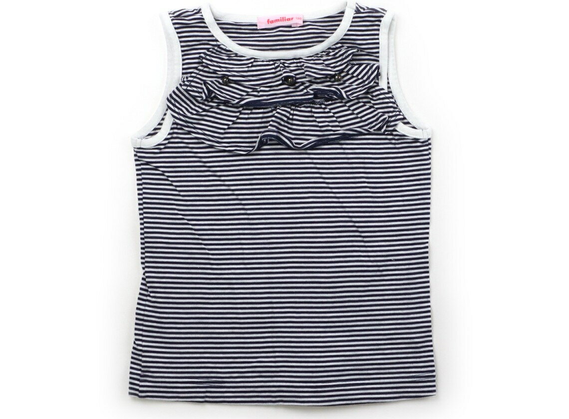 Familiar Tank Top/Camisole, Size 130, Girls, Navy/White/Striped, Children's Clothing, Baby Clothes, Kids, Outlet, Used [Pre-owned] Kids, Baby, Maternity