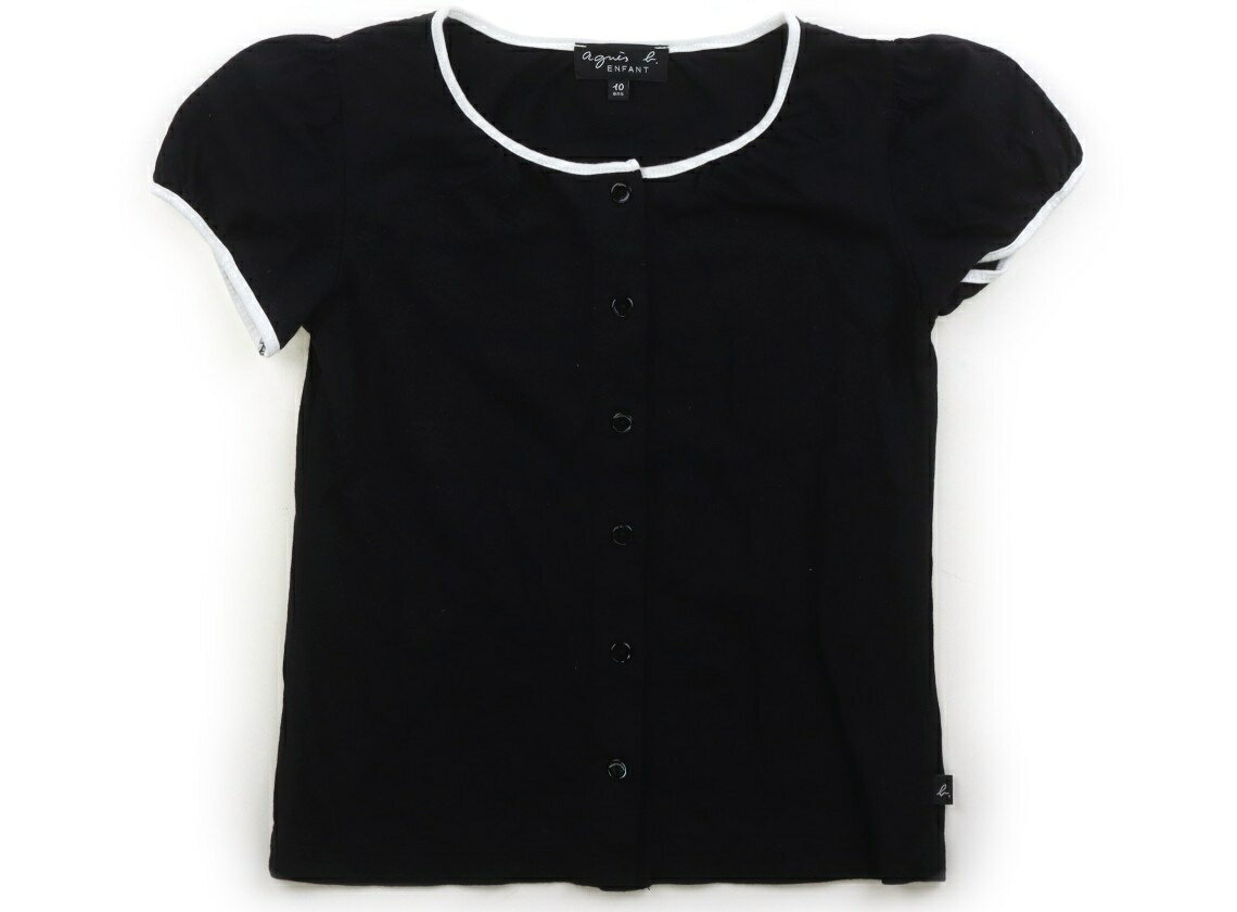 アニエスベー agnes.b カーディガン 130 女の子 黒、リボン 子供服 ベビー服 キッズ アウトレット ユーズド 【中古】キッズ・ベビー・マタニティ
