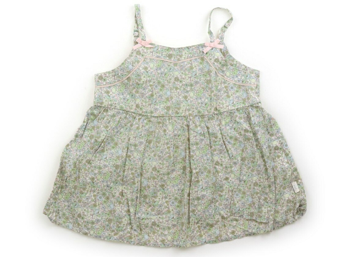 Kumikyoku Tank Top/Camisole, Size 90, Girls, Green, Floral Pattern, Pink, Children's Clothing, Baby Clothes, Kids, Outlet, Used [Pre-owned] Kids, Baby, Maternity