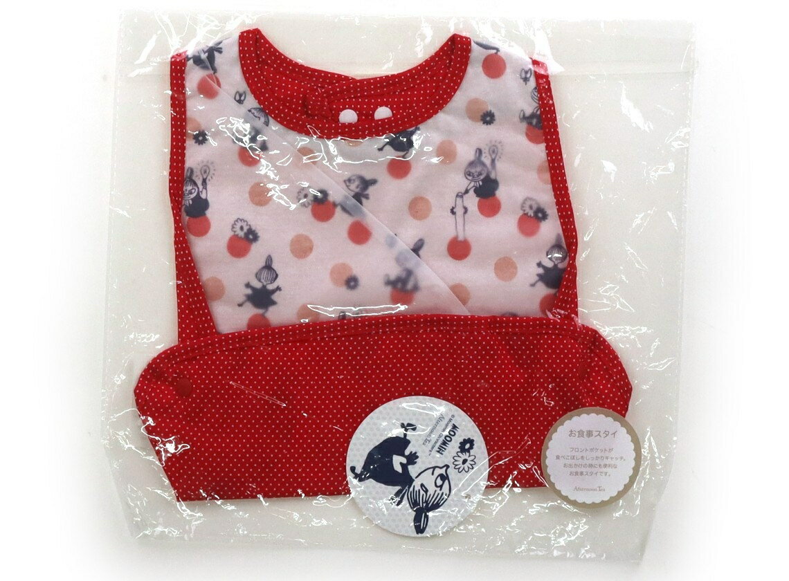 Bib - アフタヌーンティー Afternoon Tea スタイ・お食事用エプロン ベビー用品 女の子 赤、白ドット、ミー 子供服 ベビー服 キッズ アウトレット ユーズド 【中古】キッズ・ベビー・マタニティ