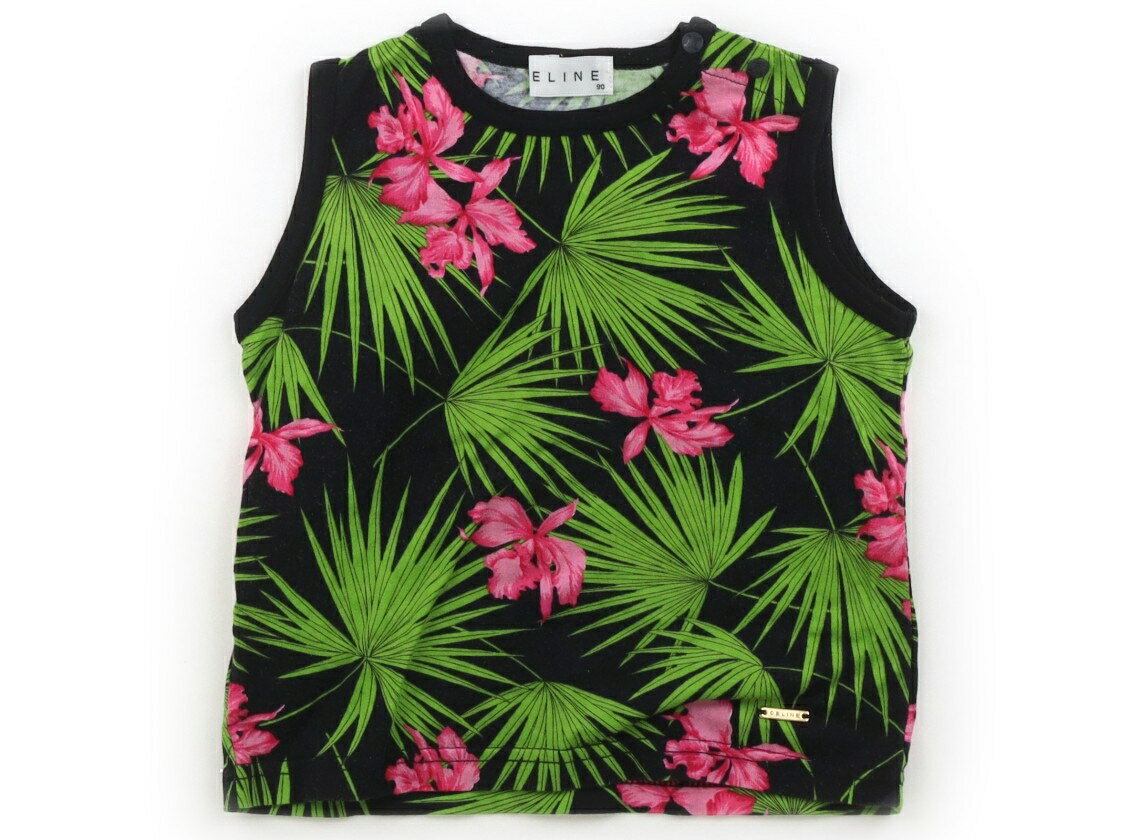 Celine CELINE Tank Top/Camisole, Size 90, Girls, Black/Pink/Green Floral Pattern, Children's Clothing, Baby Clothes, Kids, Outlet, Used [Pre-owned] Kids, Baby, Maternity