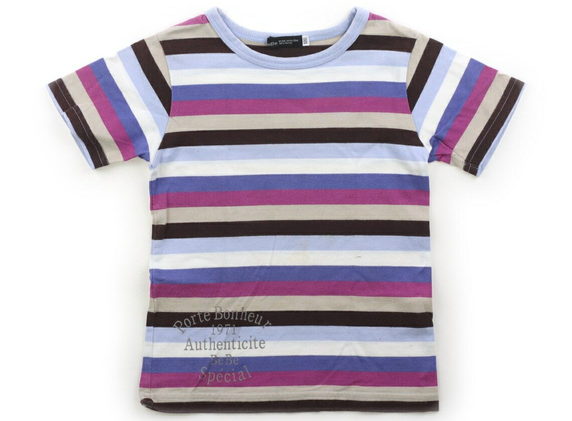 べべ BeBe Tシャツ・カットソー 120 女の子 ボーダー　紫 子供服 ベビー服 キッズ アウトレット ユーズド 【中古】キッズ・ベビー・マタニティ