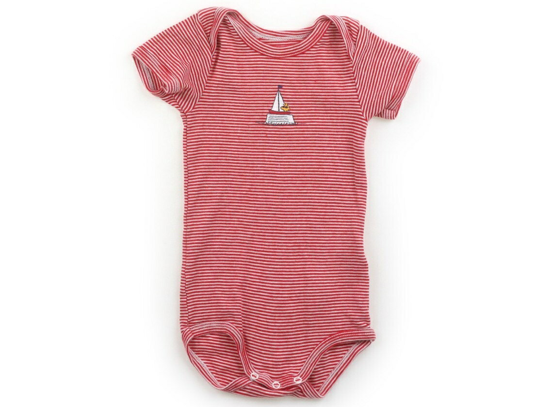 プチバトー PETIT BATEAU ロンパース 70 女の子 レッドボーダー 子供服 ベビー服 キッズ アウトレット ユーズド 【中古】キッズ・ベビー・マタニティ