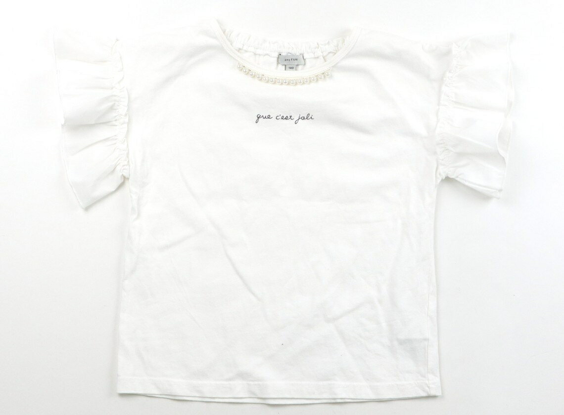 Rakuten - エニィファム anyFAM Tシャツ・カットソー 140 女の子 白 子供服 ベビー服 キッズ アウトレット ユーズド 【中古】キッズ・ベビー・マタニティ