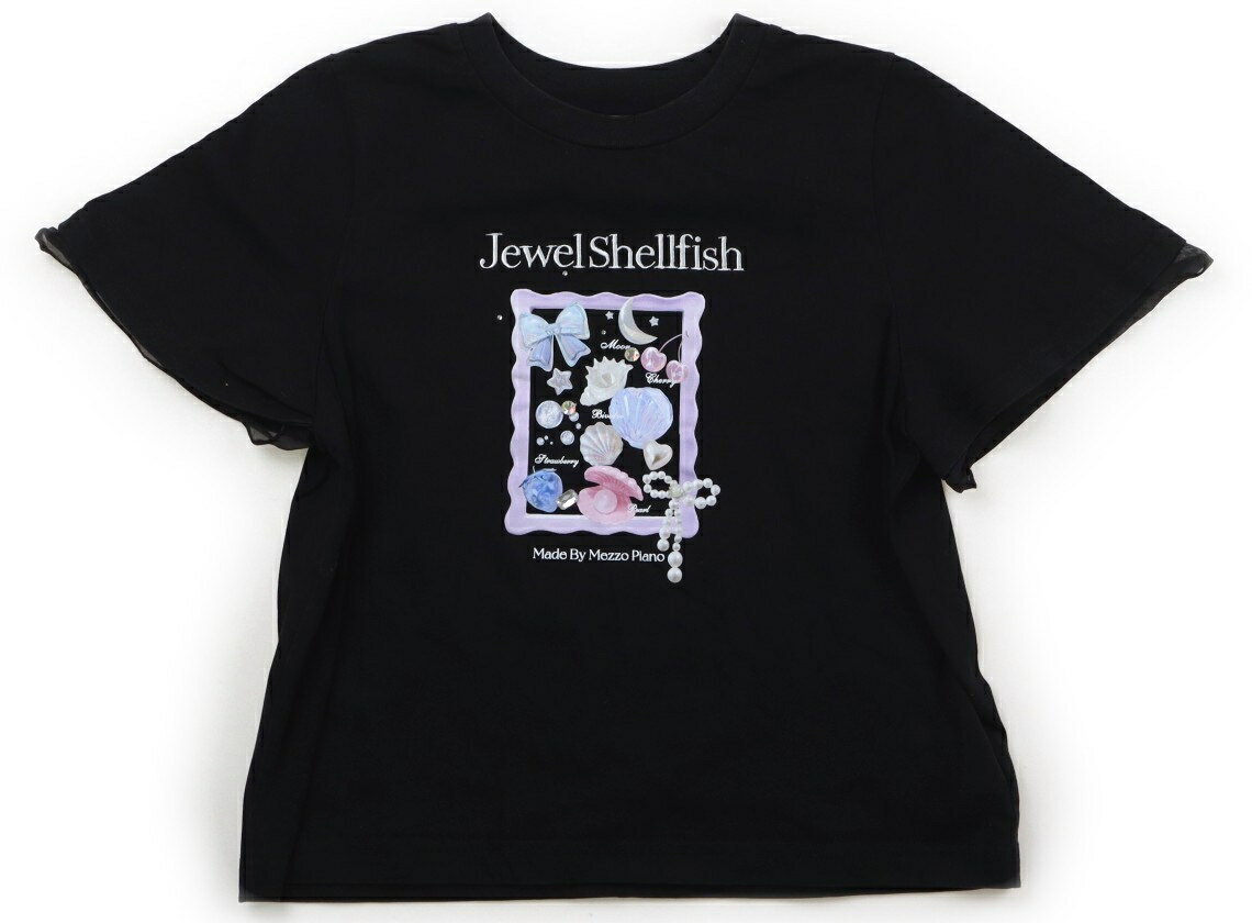 メゾピアノ mezzo piano Tシャツ・カットソー 150 女の子 ブラック・ライトパープル・りぼん 子供服 ベビー服 キッズ アウトレット ユーズド 【中古】キッズ・ベビー・マタニティ