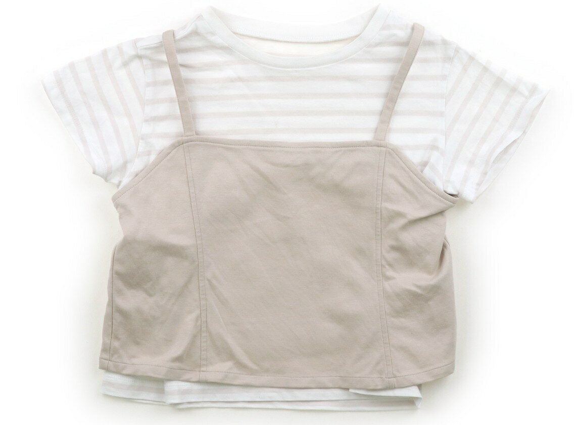 コムサイズム COMME CA ISM Tシャツ・カットソー 120 女の子 ホワイト・ライトグレージュ。ボーダー 子供服 ベビー服 キッズ アウトレット ユーズド 【中古】キッズ・ベビー・マタニティ