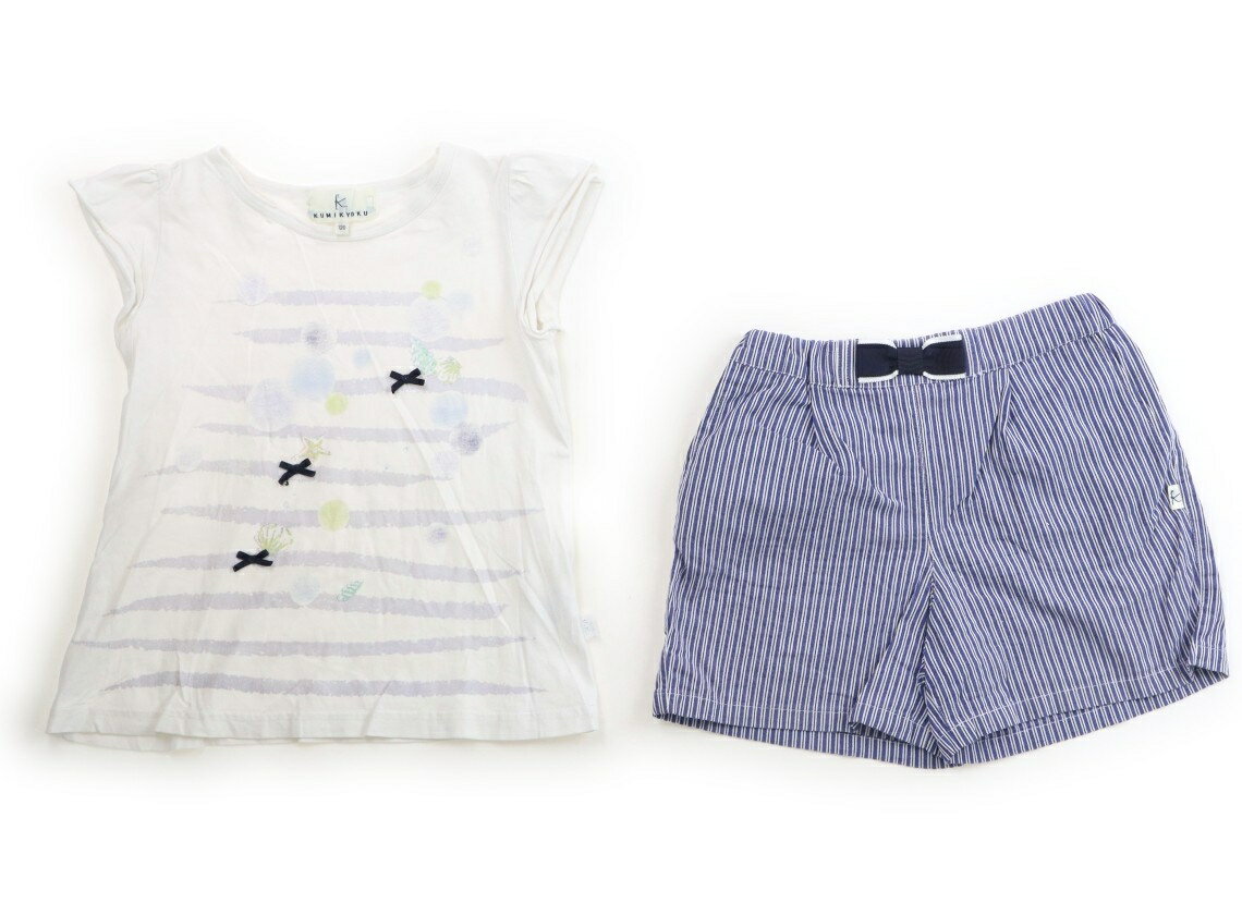組曲 Kumikyoku 上下セット 120 女の子 白、ブルーストライプ 子供服 ベビー服 キッズ アウトレット ユーズド 【中古】キッズ・ベビー・マタニティ