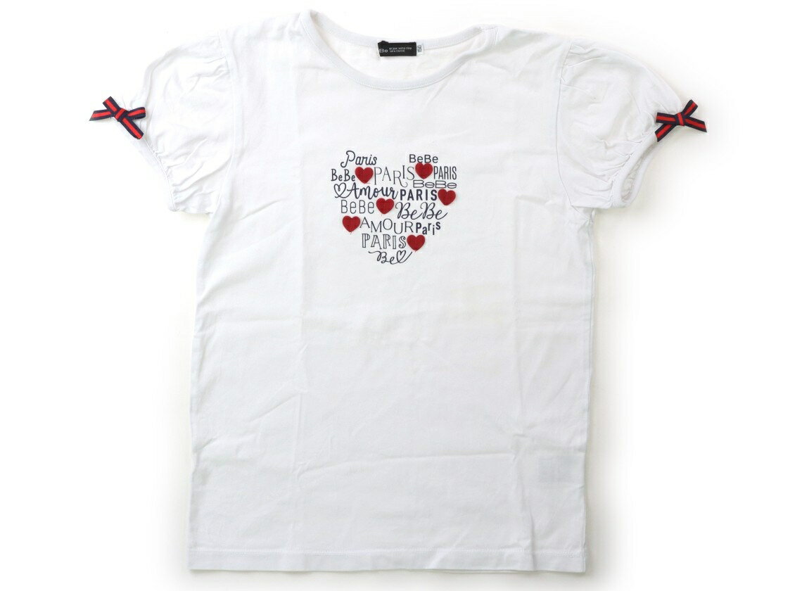 べべ BeBe Tシャツ・カットソー 150 女の子 ホワイト・ブラックロゴ・レッドハート 子供服 ベビー服 キッズ アウトレット ユーズド 【中古】キッズ・ベビー・マタニティ