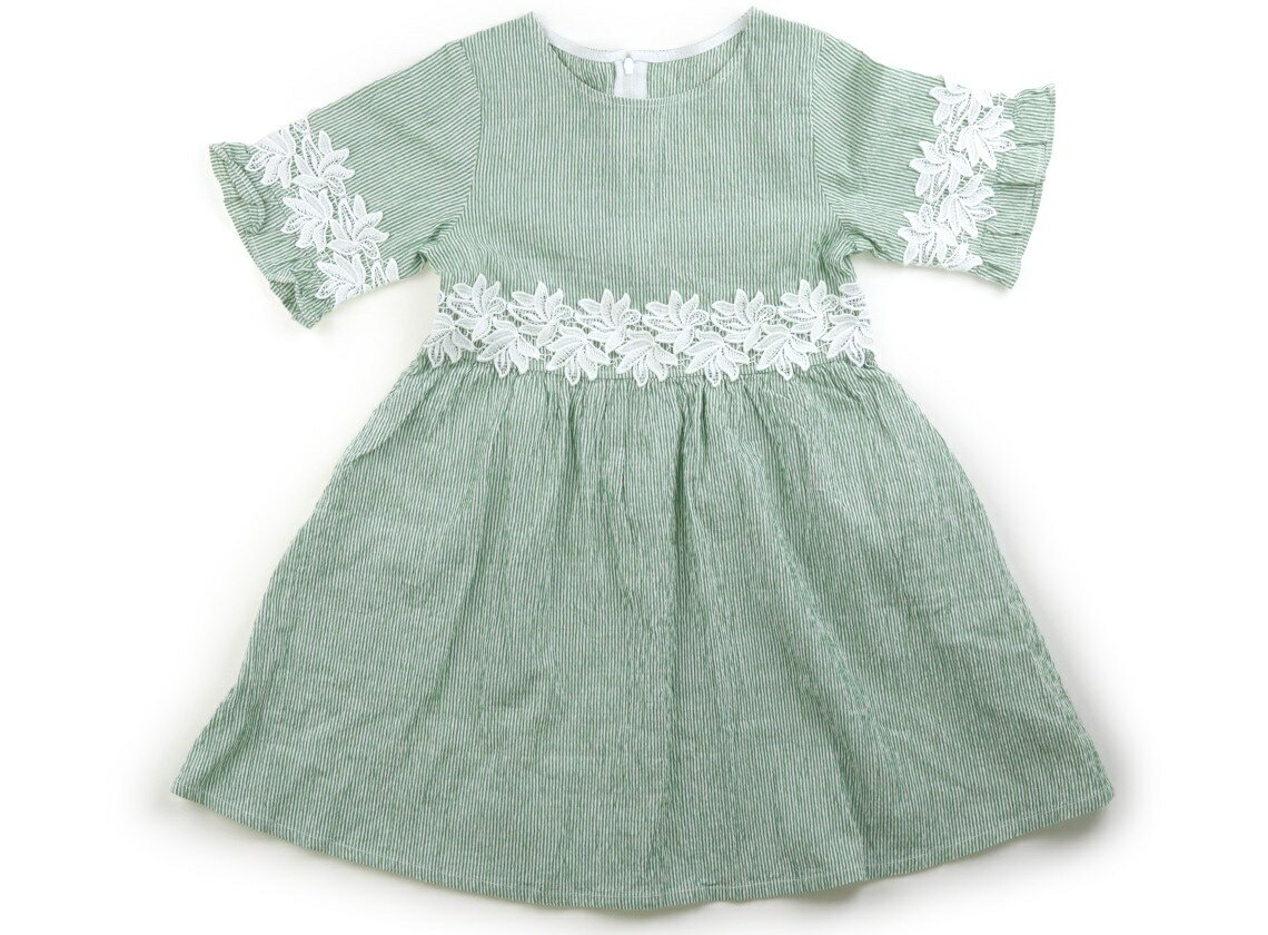 べべ BeBe ワンピース 130 女の子 グリーン・白・ストライプ 子供服 ベビー服 キッズ アウトレット ユーズド 【中古】キッズ・ベビー・マタニティ