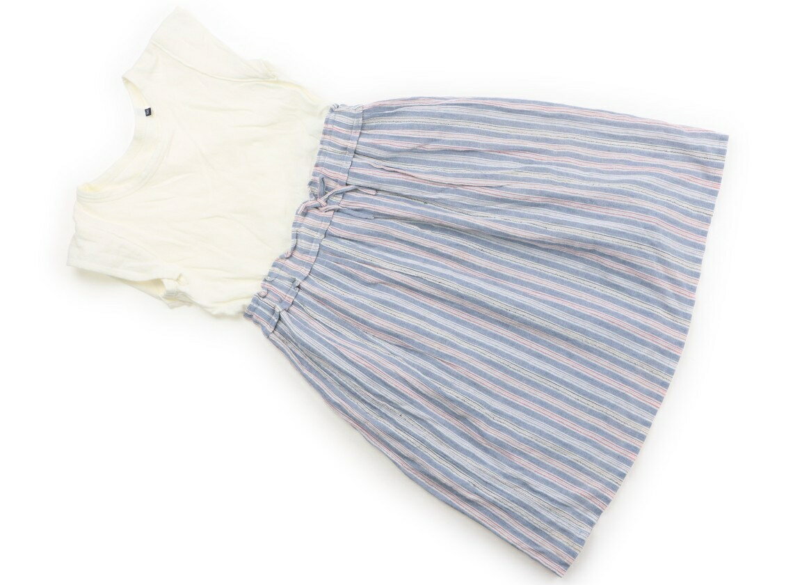 ビームス BEAMS ワンピース 130 女の子 オフホワイト、ブルー、ストライプ 子供服 ベビー服 キッズ アウトレット ユーズド 【中古】キッズ・ベビー・マタニティ