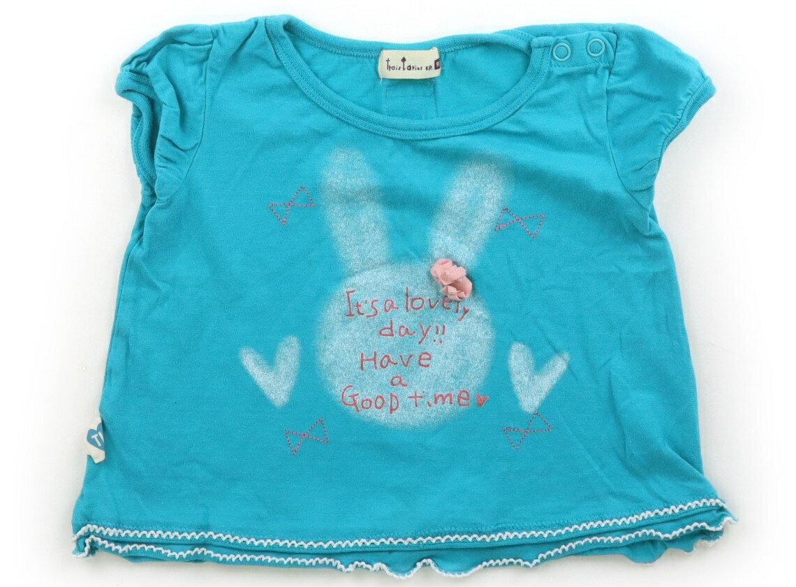 トロワラパン troislapins Tシャツ・カットソー 90 女の子 ターコイズ 子供服 ベビー服 キッズ アウトレ…