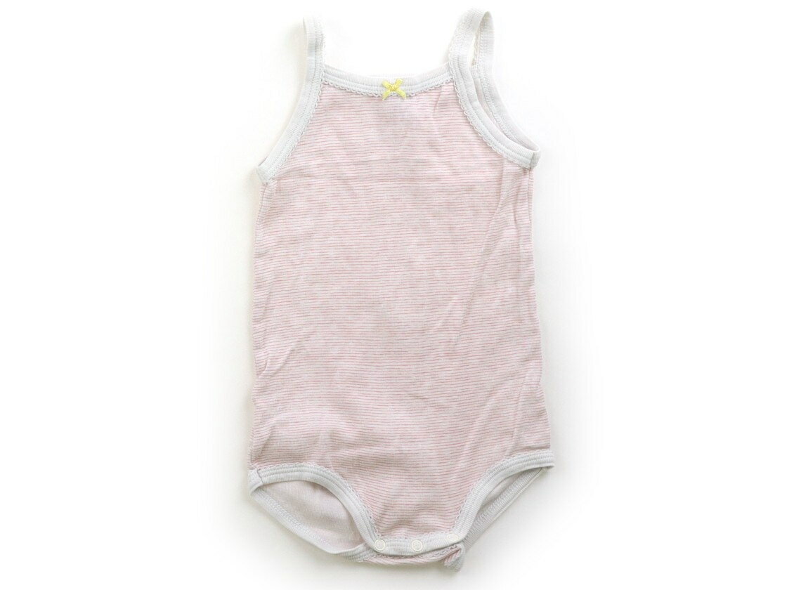プチバトー PETIT BATEAU ロンパース 70 女の子 白、淡い赤、ボーダー柄 子供服 ベビー服 キッズ アウトレット ユーズド 【中古】キッズ・ベビー・マタニティ