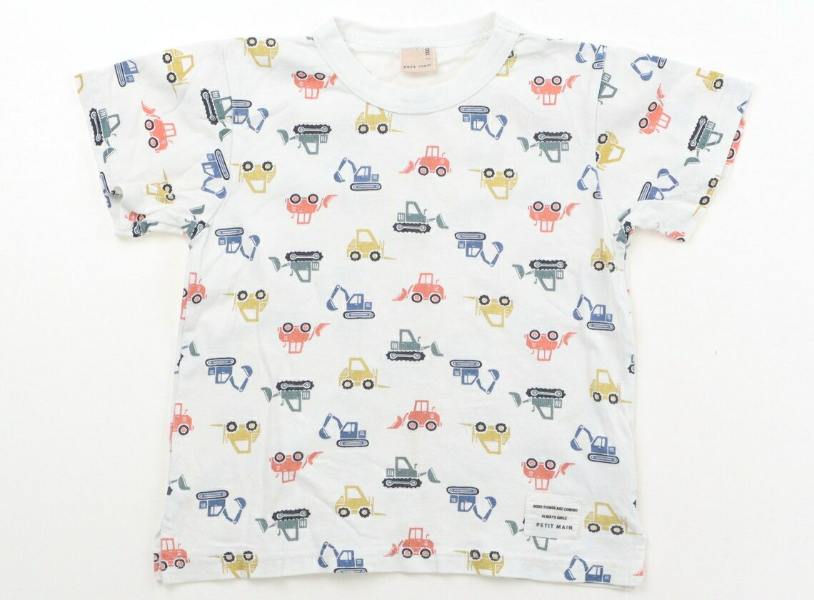 T-Shirts （Long-Sleeved） - プティマイン petit main Tシャツ・カットソー 110 男の子 白地　働く乗り物柄 子供服 ベビー服 キッズ アウトレット ユーズド 【中古】キッズ・ベビー・マタニティ