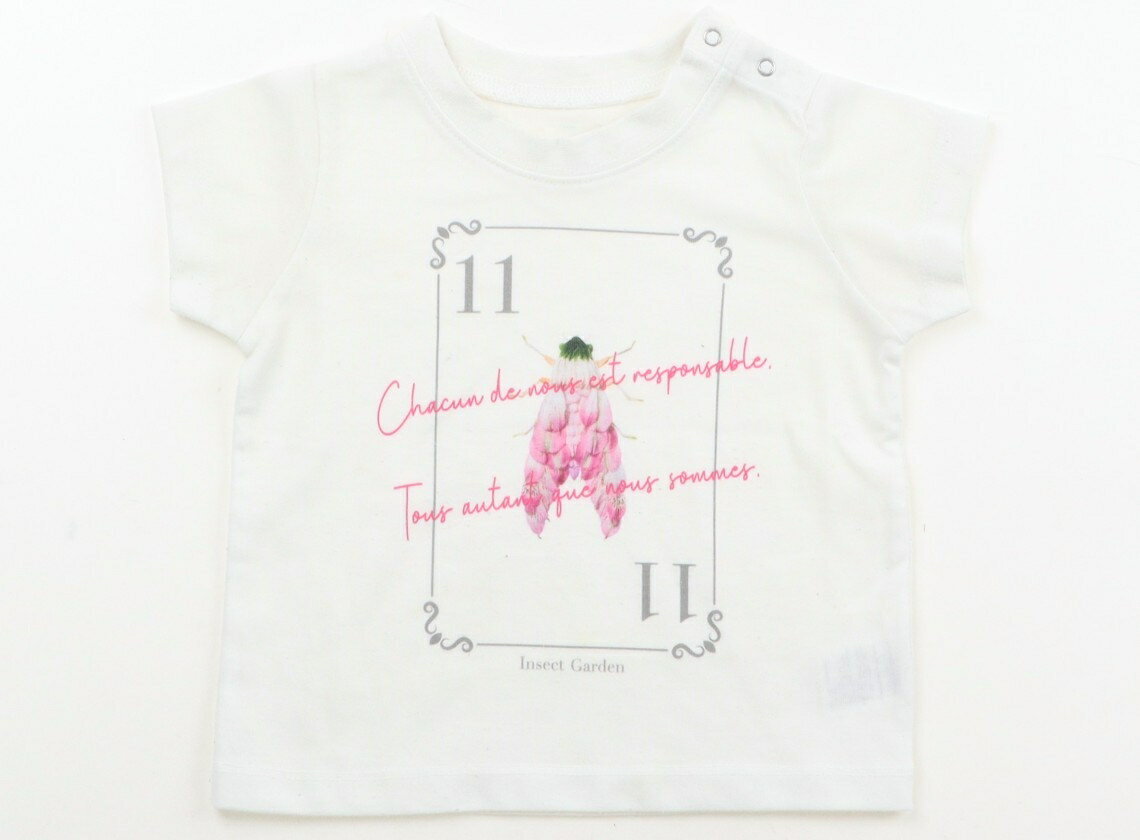 インセクトコレクション Insect Collection Tシャツ・カットソー 80 女の子 ホワイト・ピンク蛾 子供服 ベビー服 キッズ アウトレット ユーズド キッズ・ベビー・マタニティ