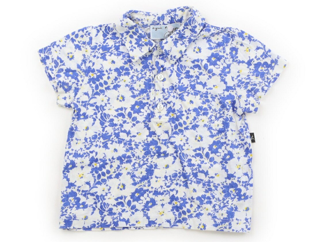 アニエスベー agnes.b Tシャツ・カットソー 90 女の子 コバルトブルー　白 子供服 ベビー服 キッズ アウトレット ユーズド 【中古】キッズ・ベビー・マタニティ