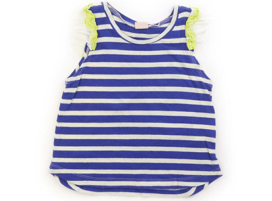 Petit Main tank top/camisole, size 100, girls', blue/white/striped, children's clothing, baby clothes, kids' clothing, outlet, used, [second-hand] kids, baby, maternity