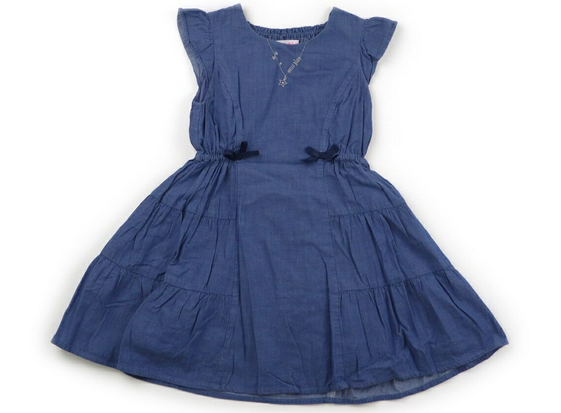 メゾピアノ mezzo piano ワンピース 110 女の子 ブルー、ネックレス柄 子供服 ベビー服 キッズ アウトレット ユーズド 【中古】キッズ・ベビー・マタニティ
