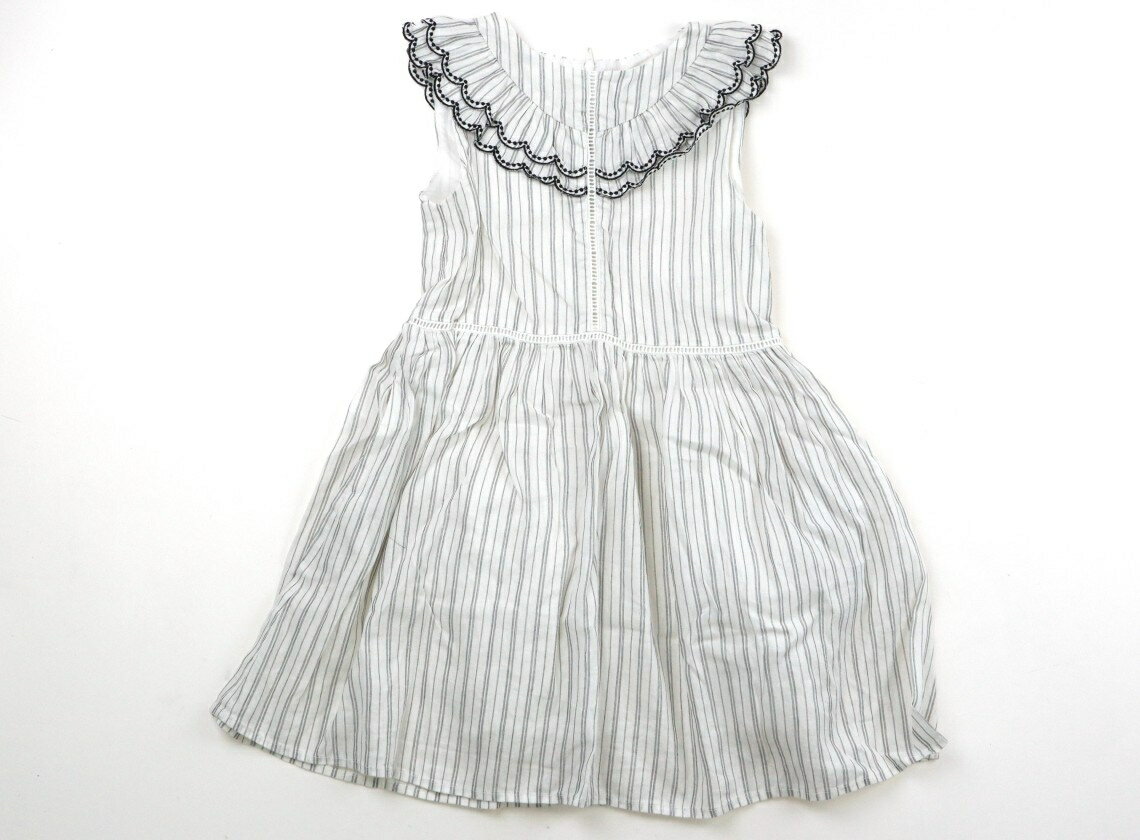 べべ BeBe ワンピース 120 女の子 白、ストライプ、フリル 子供服 ベビー服 キッズ アウトレット ユーズド 【中古】キッズ・ベビー・マタニティ