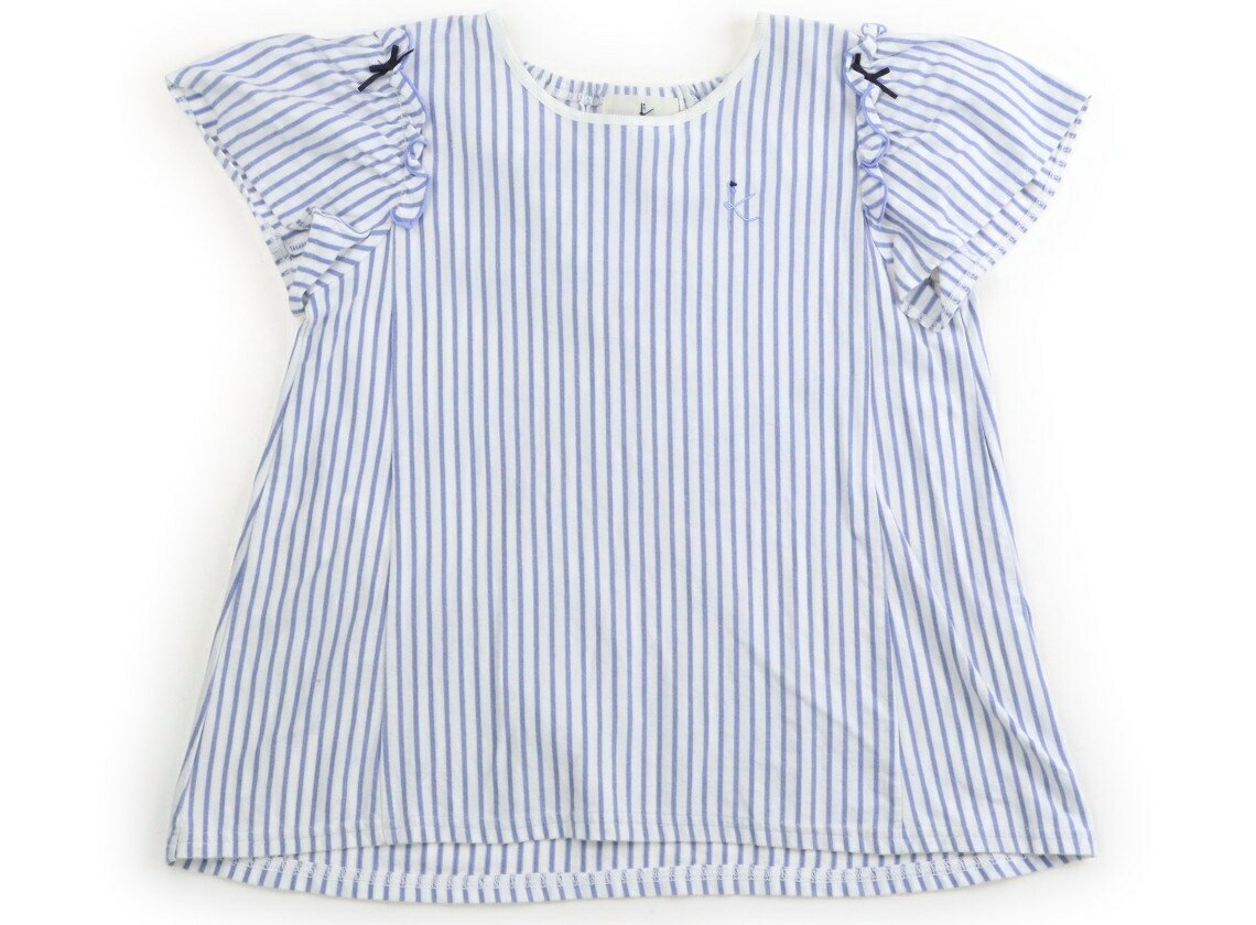組曲 Kumikyoku Tシャツ・カットソー 130 女の子 ブルーストライプ、フリル 子供服 ベビー服 キッズ アウトレット ユーズド 【中古】キッズ・ベビー・マタニティ