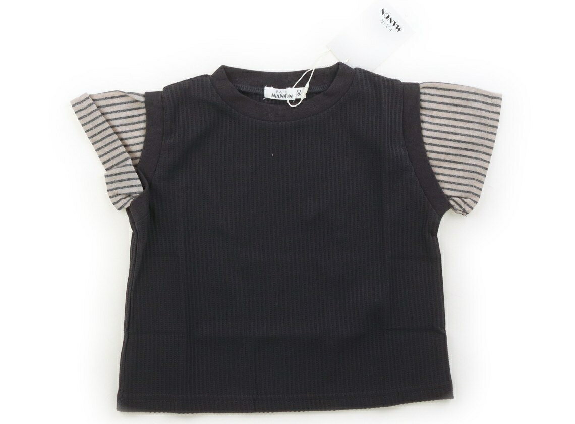 Rakuten - ペアマノン pairmanon Tシャツ・カットソー 90 男の子 チャコールグレー　ベージュ 子供服 ベビー服 キッズ アウトレット ユーズド 【中古】キッズ・ベビー・マタニティ