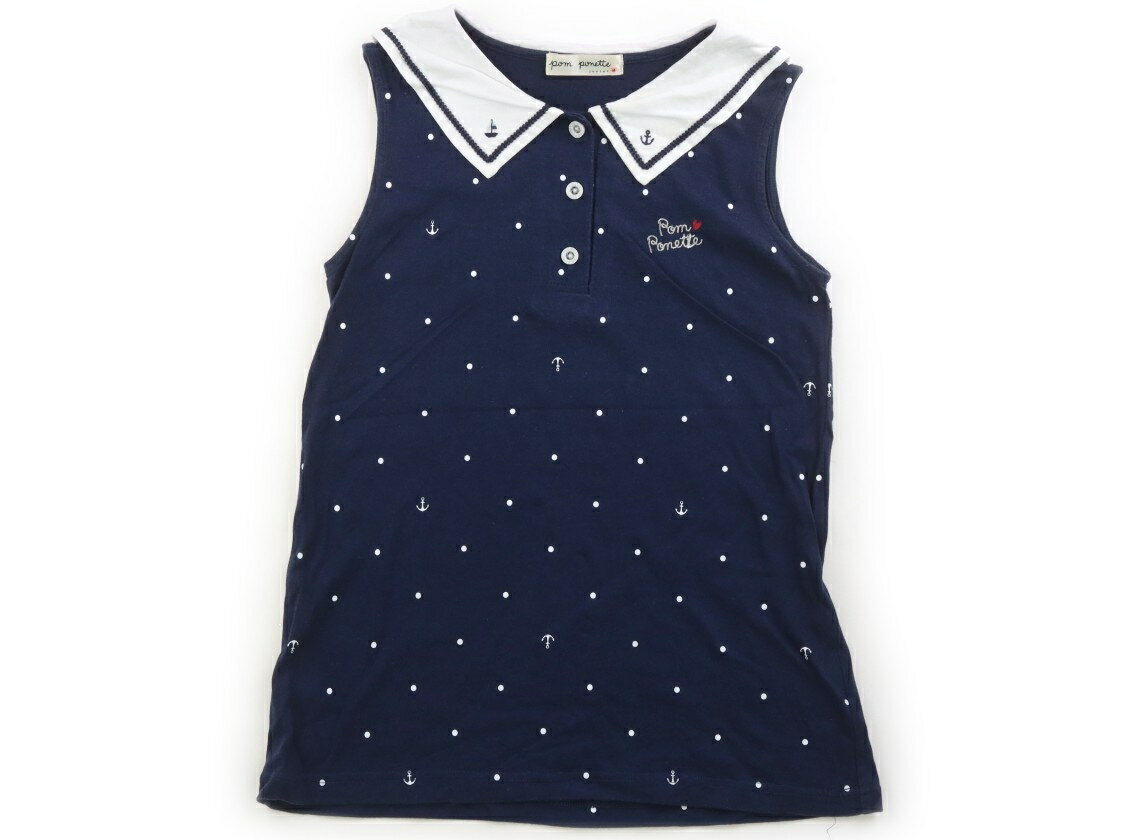 T-Shirts （Short Sleeve） - ポンポネット pom ponette チュニック 150 女の子 ネイビー　白　黒 子供服 ベビー服 キッズ アウトレット ユーズド 【中古】キッズ・ベビー・マタニティ