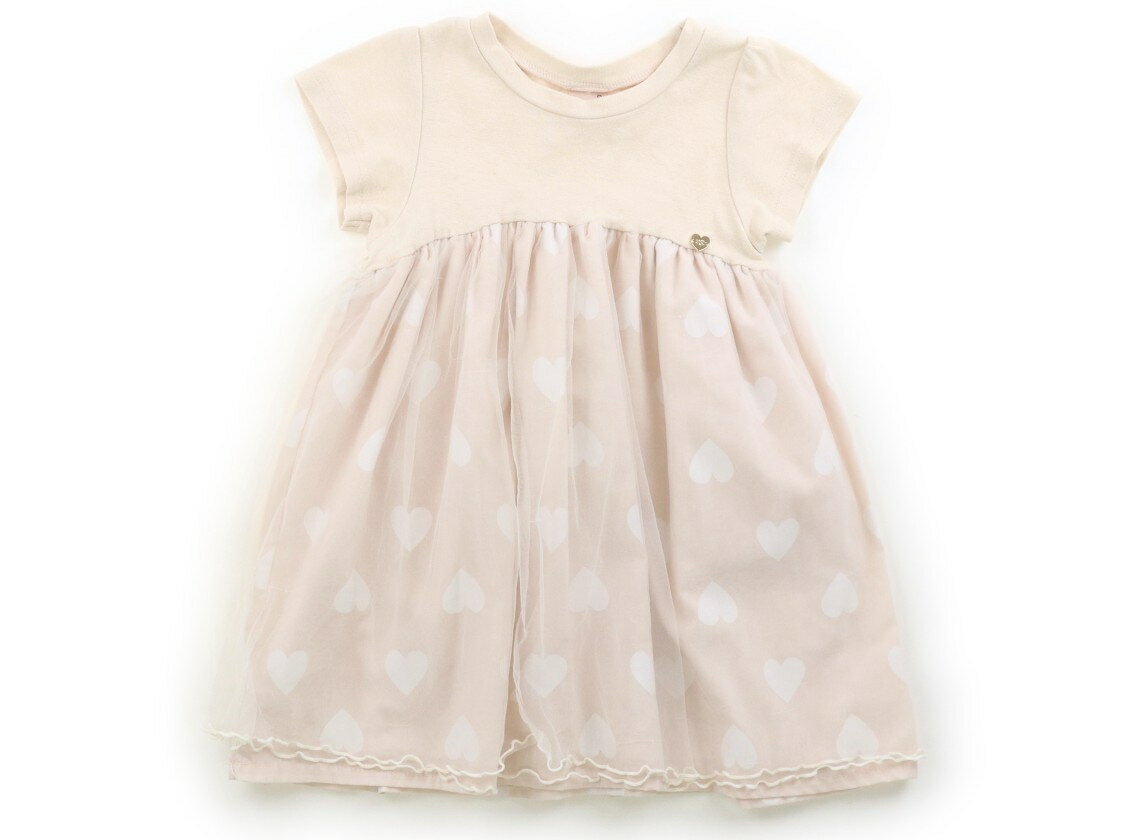 Dresses - プティマイン petit main ワンピース 90 女の子 エクリュ・ハート柄 子供服 ベビー服 キッズ アウトレット ユーズド 【中古】キッズ・ベビー・マタニティ