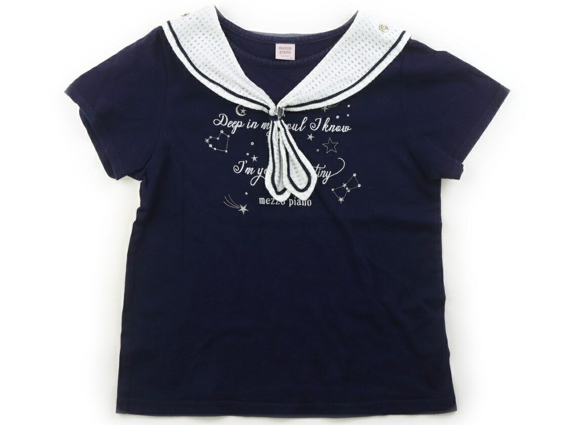 メゾピアノ mezzo piano Tシャツ・カットソー 150 女の子 ネイビー・ホワイト・星座柄 子供服 ベビー服 キッズ アウトレット ユーズド 【中古】キッズ・ベビー・マタニティ