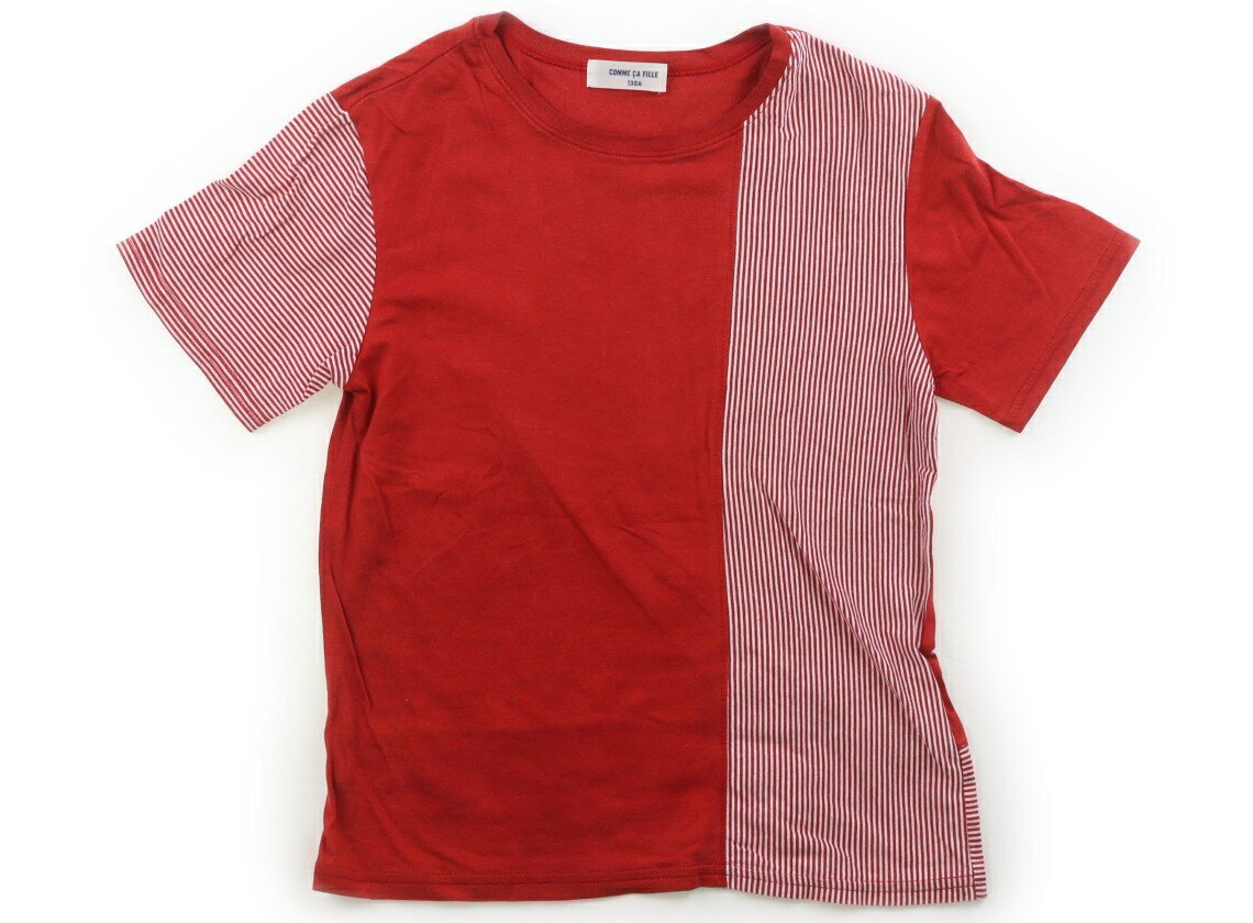 コムサフィユ COMME CA FILLE Tシャツ・カットソー 130 男の子 レッド・ホワイトストライプ 子供服 ベビー服 キッズ アウトレット ユーズド 【中古】キッズ・ベビー・マタニティ