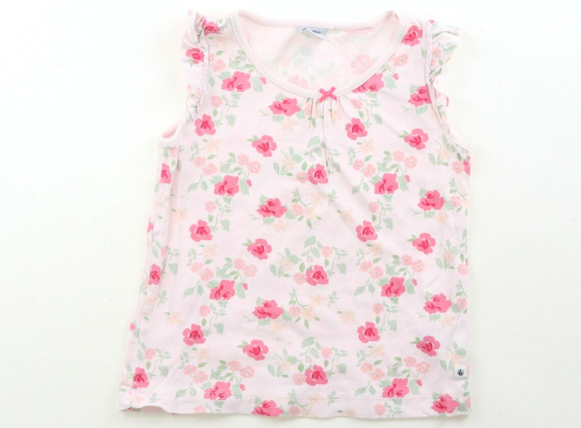 쁘띠 바토 PETIT BATEAU 탱크 탑 캐미솔 95 소녀 핑크 꽃 무늬 아이 옷 아기 옷 키즈 아울렛 유즈드 [중고] 키즈 베이비 출산