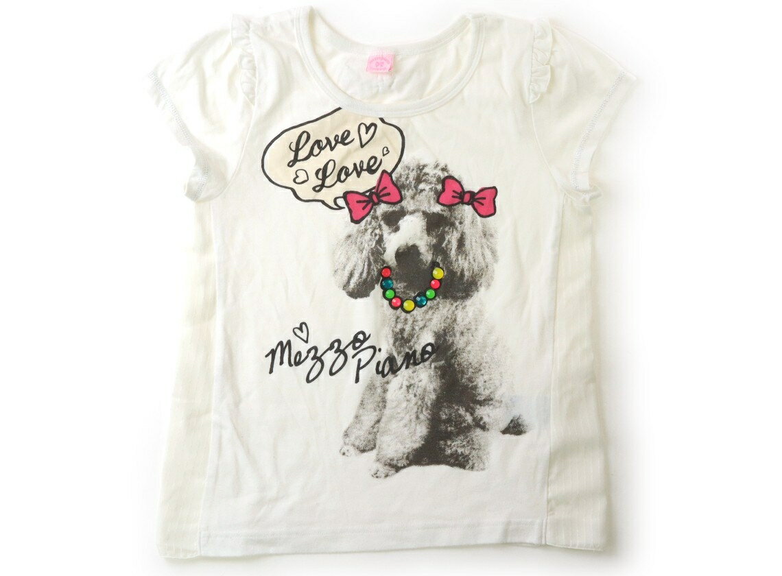 T-Shirts （Short Sleeve） - メゾピアノ mezzo piano Tシャツ・カットソー 140 女の子 オフホワイト、ピンク、リボン、犬 子供服 ベビー服 キッズ アウトレット ユーズド 【中古】キッズ・ベビー・マタニティ
