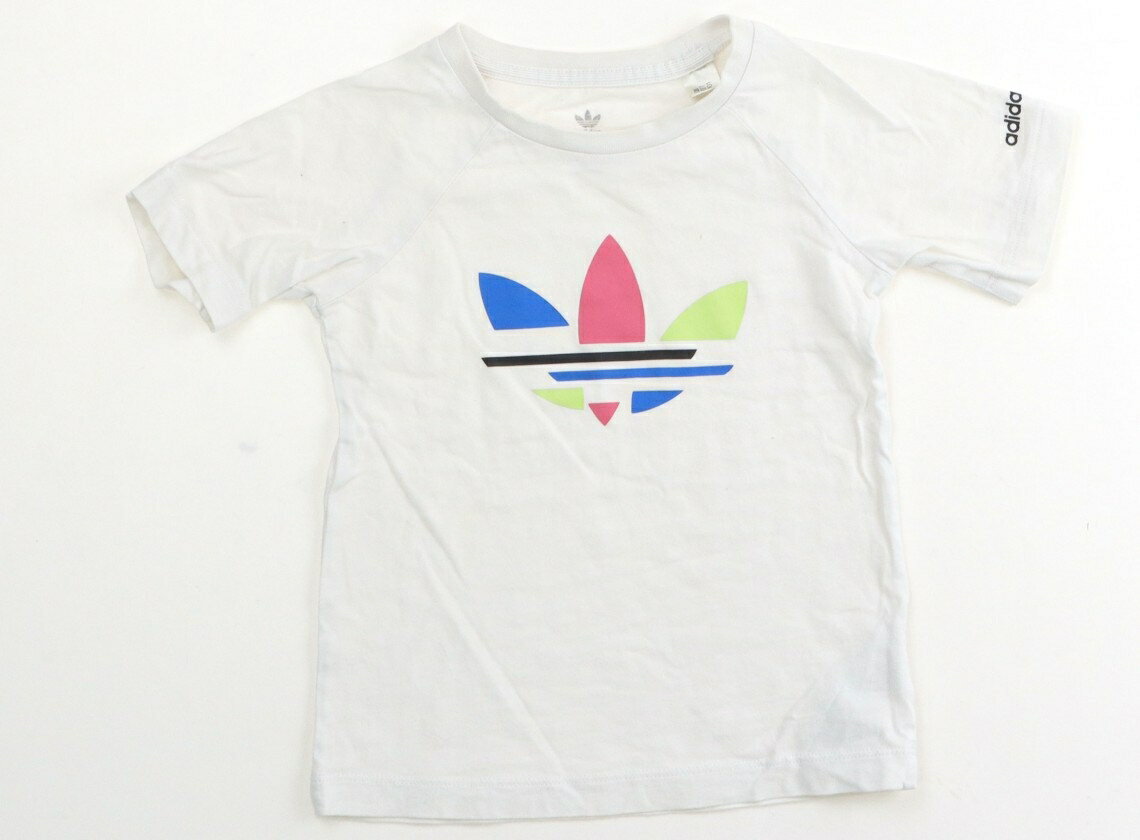 アディダス Adidas Tシャツ・カットソー 90 女の子 白、ピンク・緑・青のロゴ 子供服 ベビー服 キッズ アウトレット ユーズド 【中古】キッズ・ベビー・マタニティ