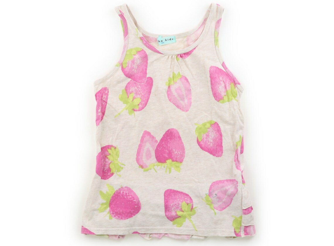HAKKA Tank Top/Camisole, Size 120, Girls, Beige/Strawberry Pattern, Children's Clothing, Baby Clothes, Kids, Outlet, Used [Pre-owned] Kids, Baby, Maternity