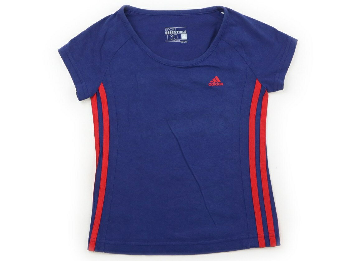 アディダス Adidas Tシャツ・カットソー 130 女の子 紺、赤 子供服 ベビー服 キッズ アウトレット ユーズド 【中古】キッズ・ベビー・マタニティ