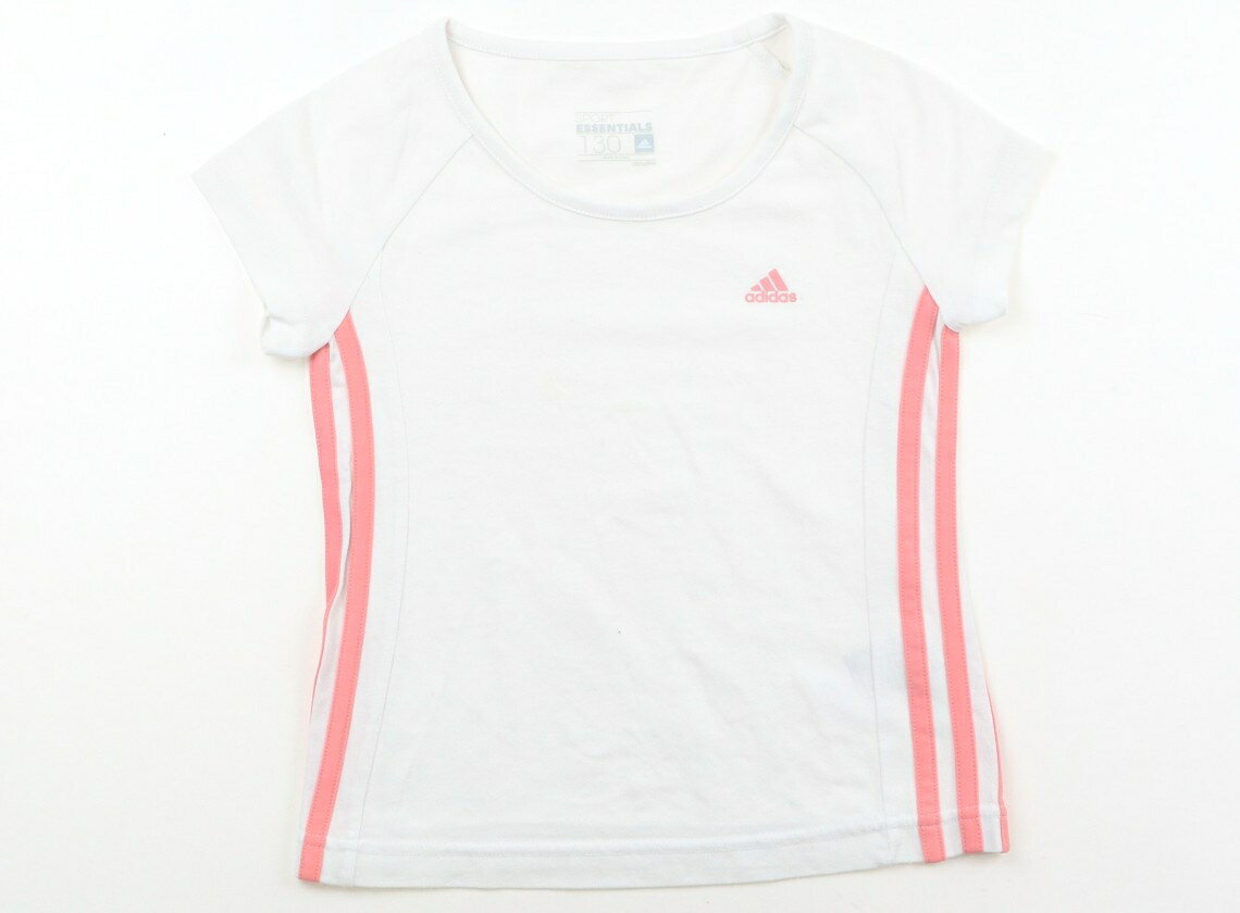 アディダス Adidas スポーツウェア・ダンスウェア 130 女の子 ホワイト・サーモンピンク 子供服 ベビー服 キッズ アウトレット ユーズド 【中古】キッズ・ベビー・マタニティ