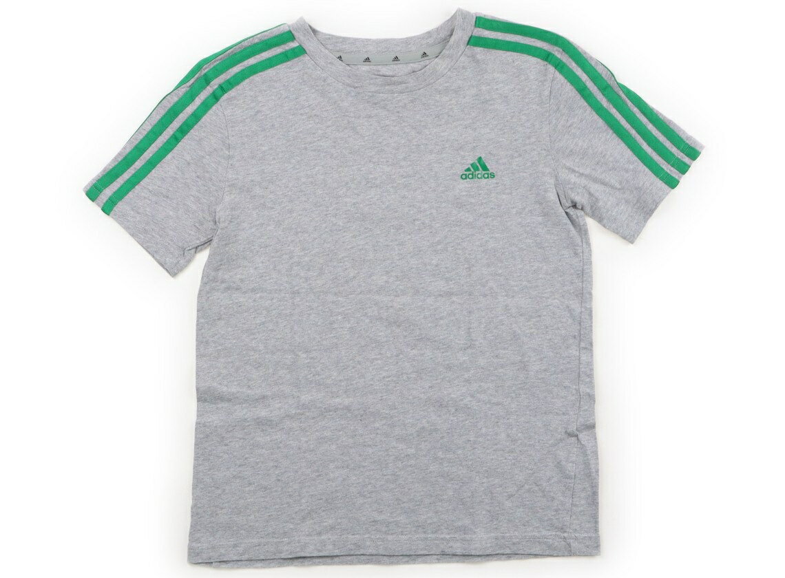 アディダス Adidas Tシャツ・カットソー 150 男の子 グレー・グリーン 子供服 ベビー服 キッズ アウトレット ユーズド 【中古】キッズ・ベビー・マタニティ