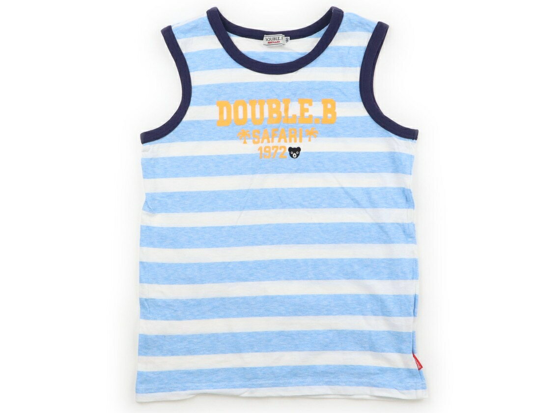 Double B Tank Top/Camisole, Size 140, Boys, Navy, White & Light Blue Stripes, Orange English Letters, Children's Clothing, Baby Clothes, Kids, Outlet, Used [Pre-owned] Kids, Baby, Maternity