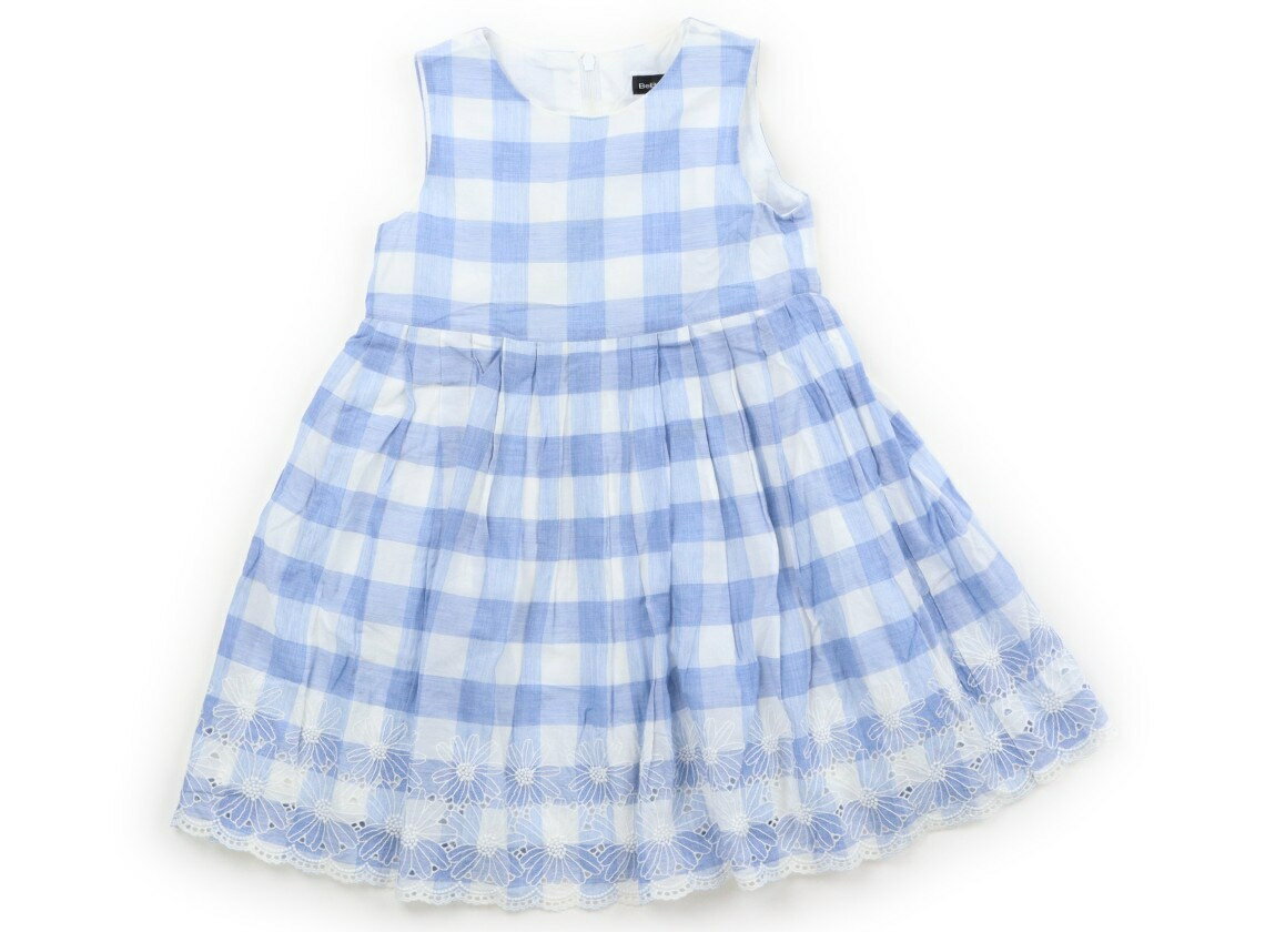 べべ BeBe ワンピース 110 女の子 白・水色チェック 子供服 ベビー服 キッズ アウトレット ユーズド 【中古】キッズ・ベビー・マタニティ