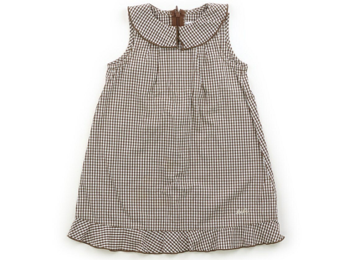 べべ BeBe ワンピース 95 女の子 ブラウン系・白・チェック柄 子供服 ベビー服 キッズ アウトレット ユーズド 【中古】キッズ・ベビー・マタニティ