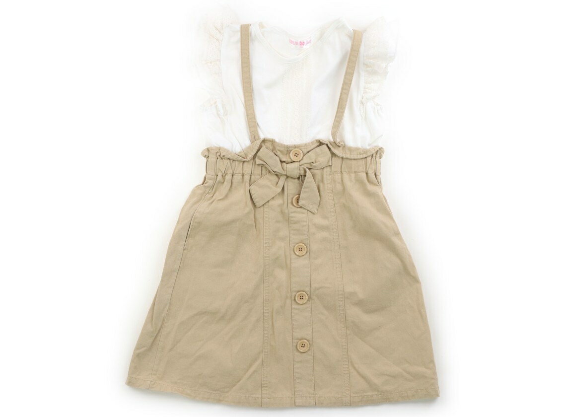 メゾピアノ mezzo piano ワンピース 120 女の子 白、ベージュ、リボン 子供服 ベビー服 キッズ アウトレット ユーズド 【中古】キッズ・ベビー・マタニティ