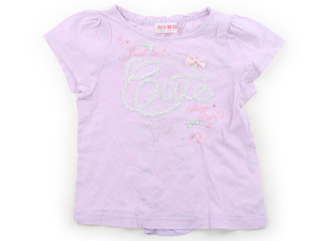 メゾピアノ mezzo piano Tシャツ・カットソー 110 女の子 パープル、リボン、ラインストーン 子供服 ベビー服 キッズ アウトレット ユーズド 【中古】キッズ・ベビー・マタニティ
