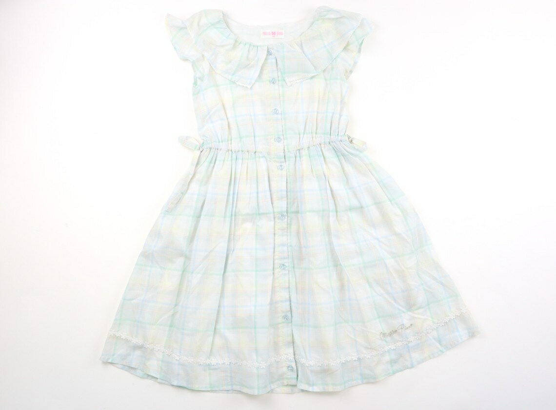 メゾピアノ mezzo piano ワンピース 140 女の子 オフ・パウダーグリーン・チェック 子供服 ベビー服 キッズ アウトレット ユーズド 【中古】キッズ・ベビー・マタニティ