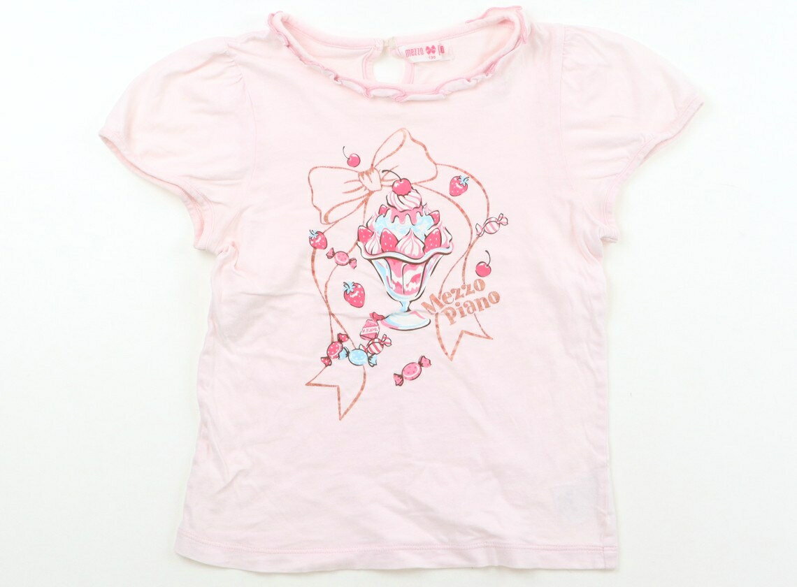 メゾピアノ mezzo piano Tシャツ・カットソー 130 女の子 リボンパフェピンク 子供服 ベビー服 キッズ アウトレット ユーズド 【中古】キッズ・ベビー・マタニティ